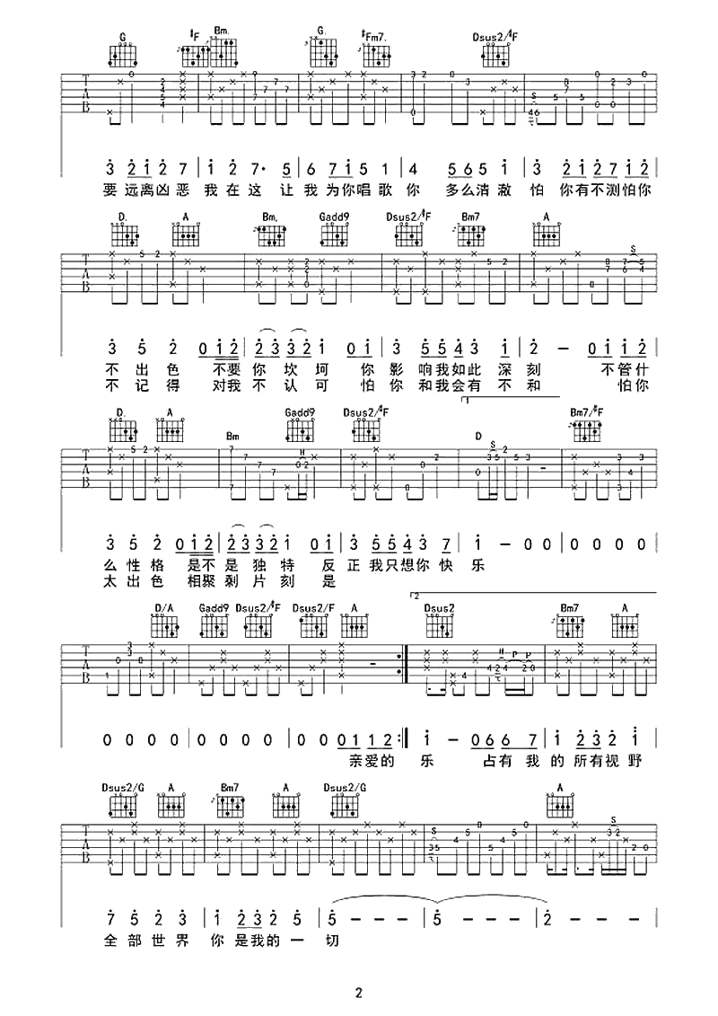 写给未来的孩子吉他谱-华晨宇-六线谱()2