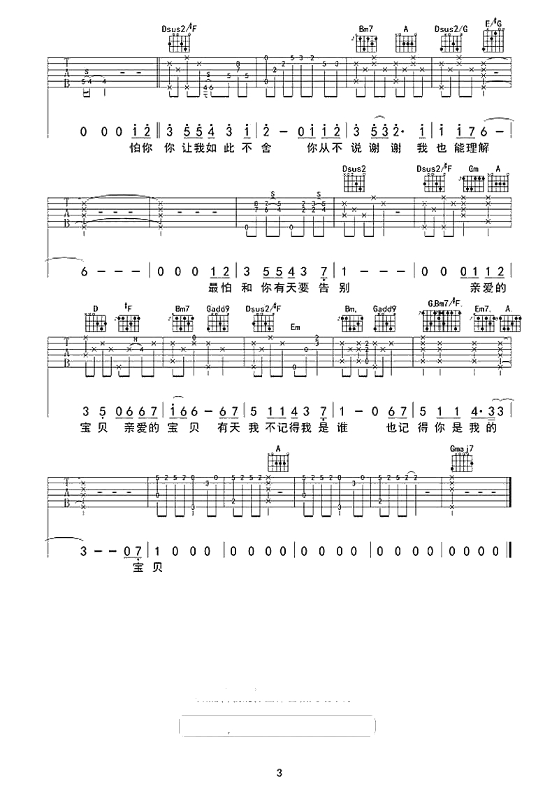 写给未来的孩子吉他谱-华晨宇-六线谱()3