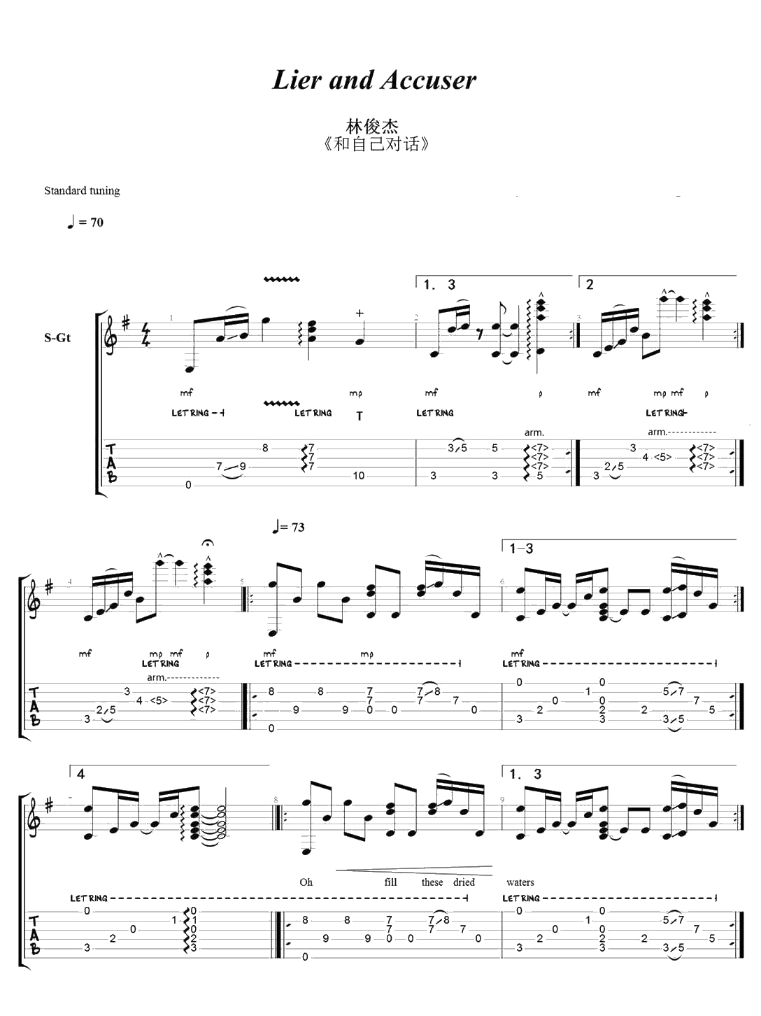 Lier and Accuser吉他谱-林俊杰-六线谱1