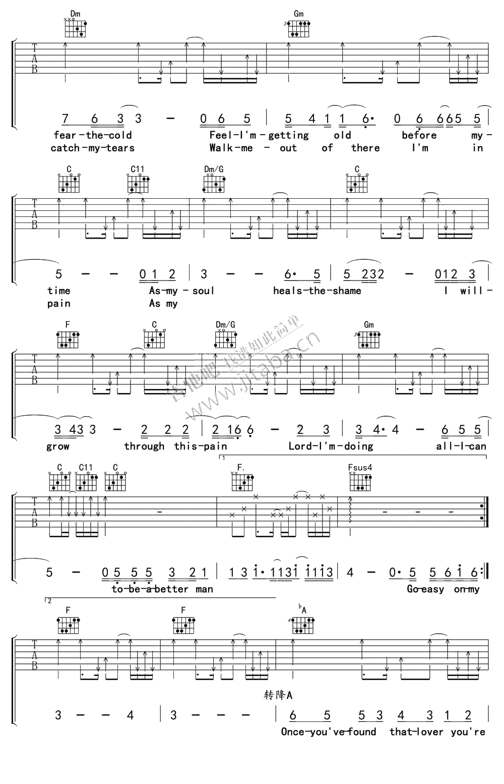 Better Man吉他谱-Robbie Williams-英文歌曲吉他谱2