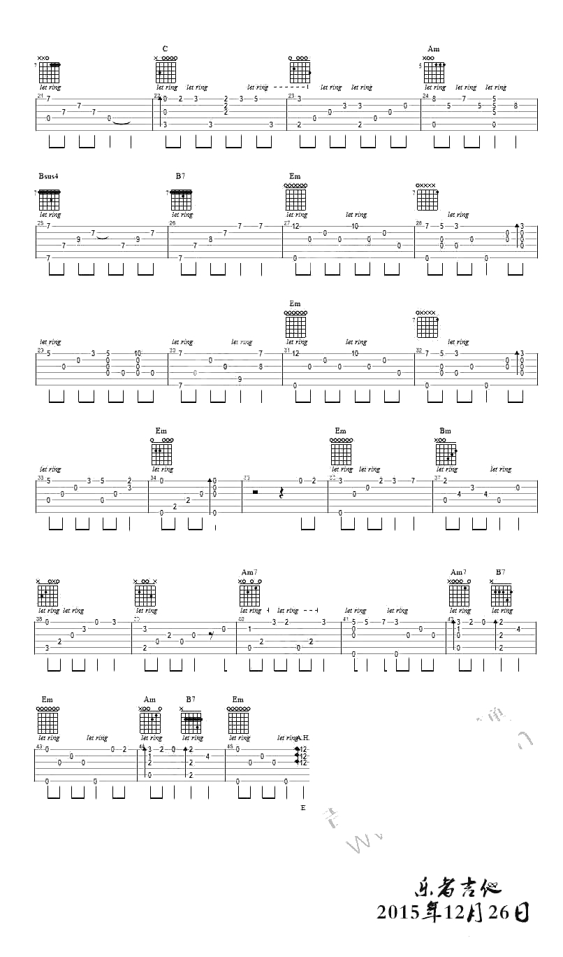 天空之城指弹吉他谱-久石让-完美版编配2