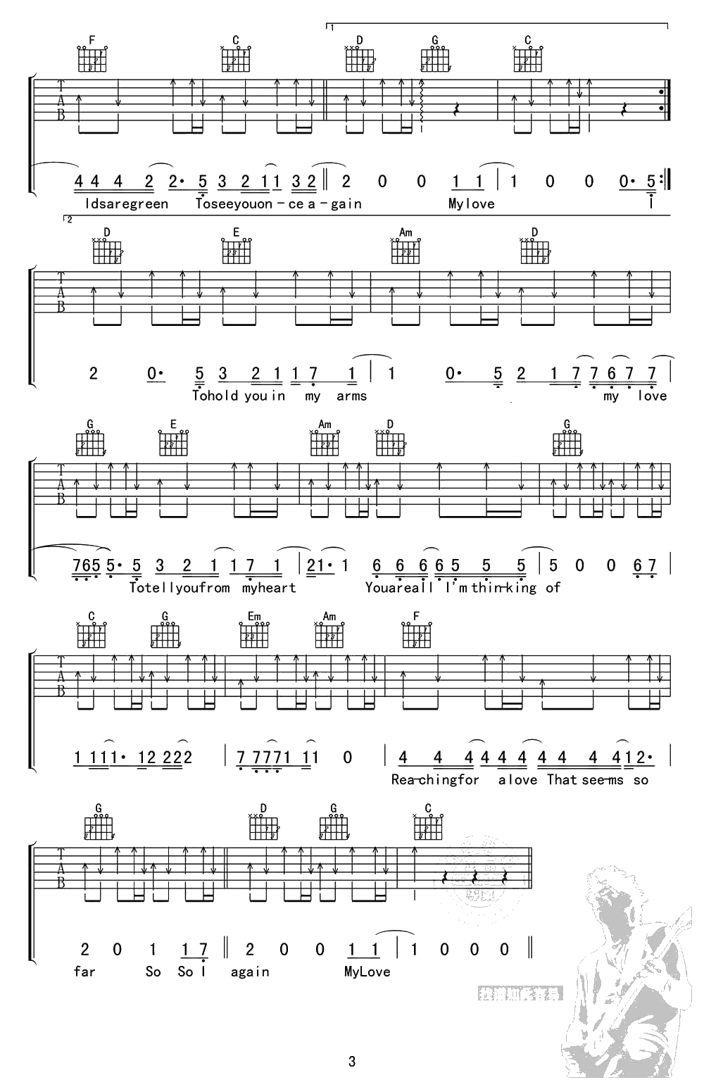 my love吉他谱-C调指法-西城男孩(Westlife)-经典英文歌曲3