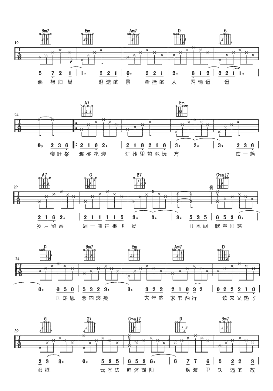 燕归巢吉他谱-张杰张靓颖(男女对唱)-吉他2