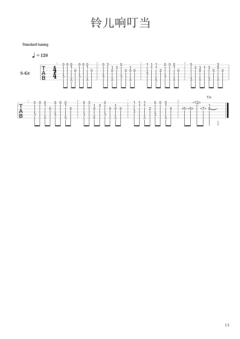 铃儿响叮当指弹谱+祝你圣诞快乐指弹谱2