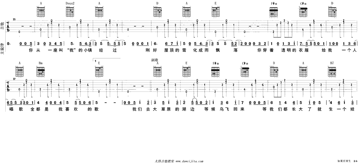 如果有来生吉他谱(男生版)-谭维维-吉他弹唱2