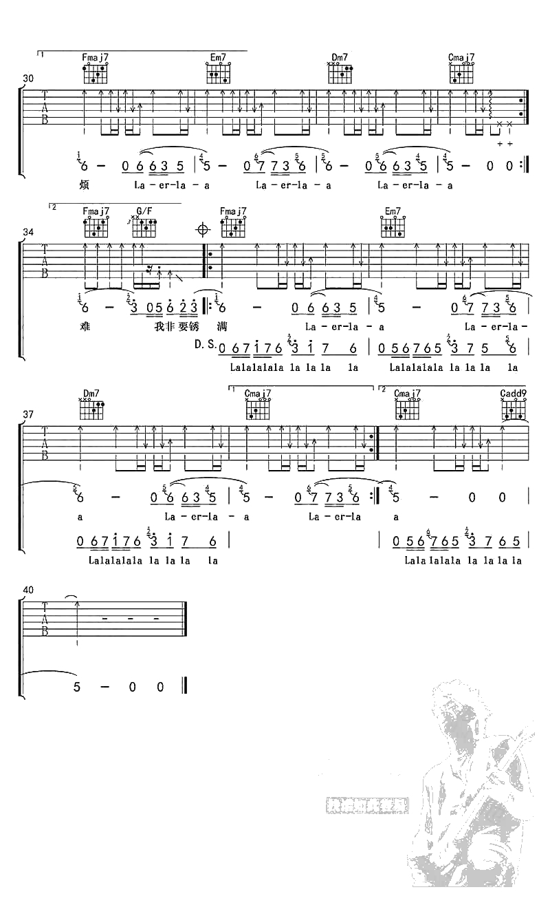 一半吉他谱(C调指法六线谱)-薛之谦-一半吉他弹唱3