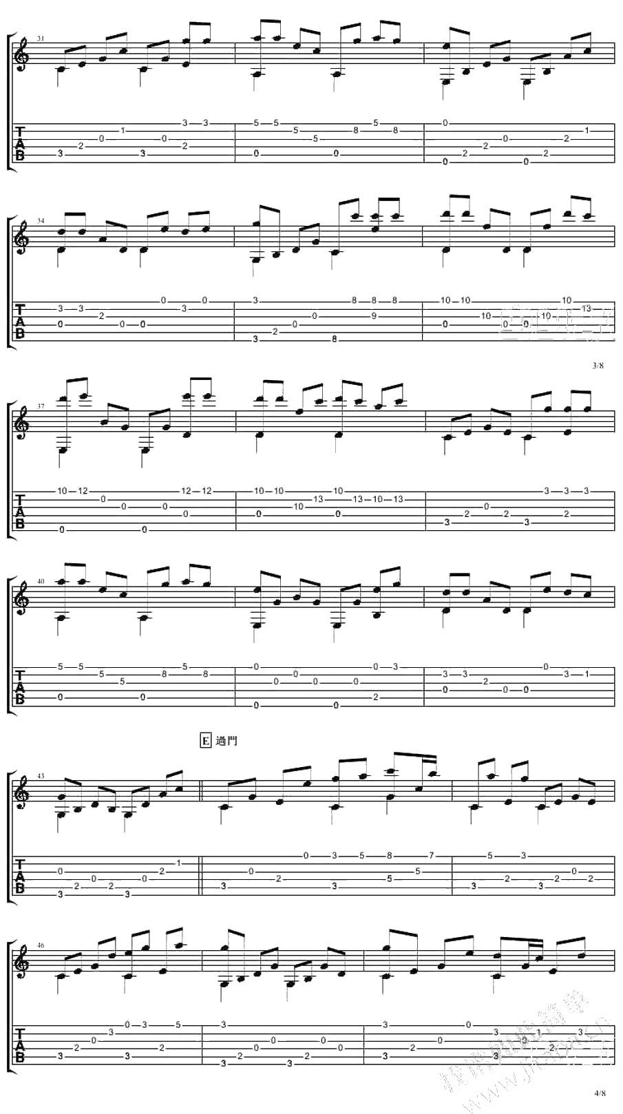 把悲伤留给自己指弹吉他谱-陈升-吉他独奏曲谱3