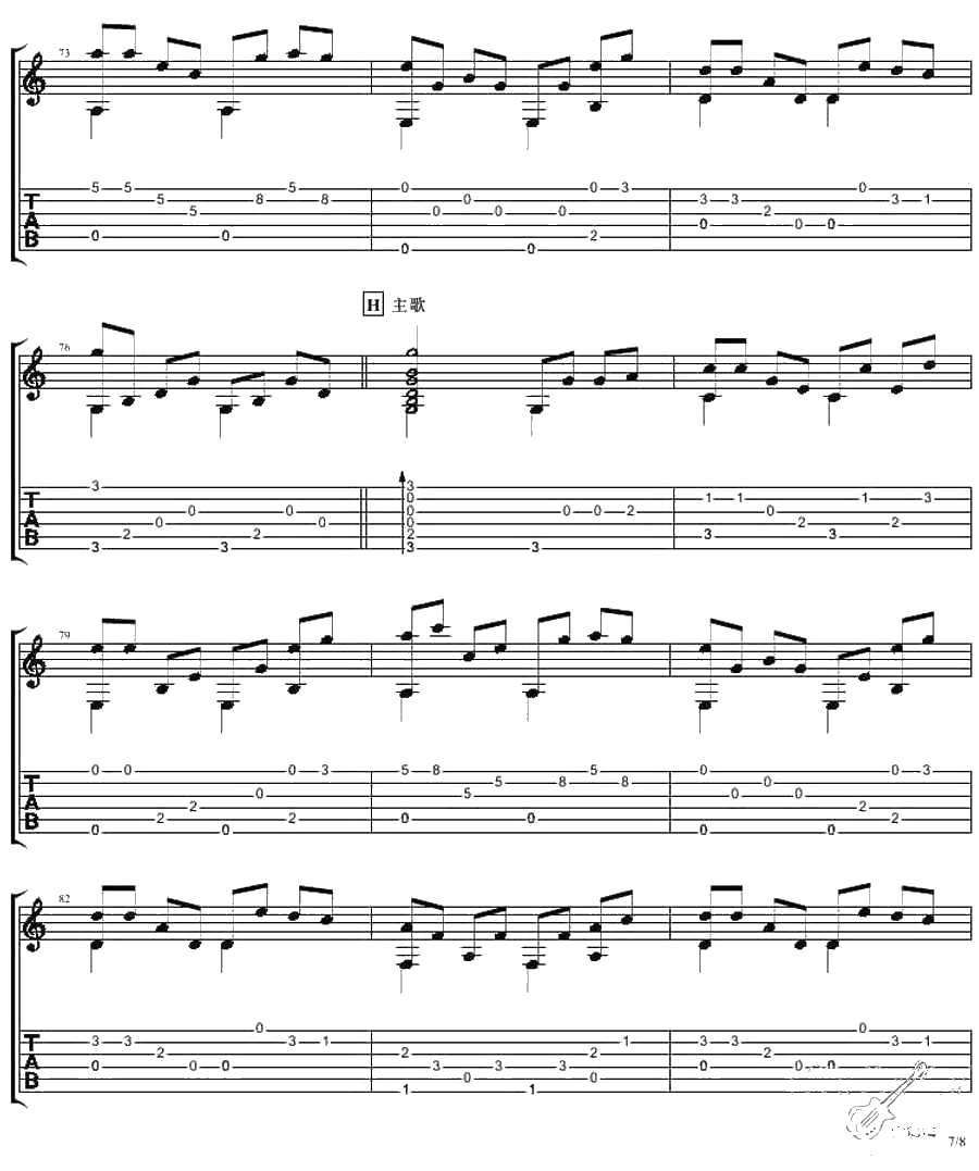 把悲伤留给自己指弹吉他谱-陈升-吉他独奏曲谱6