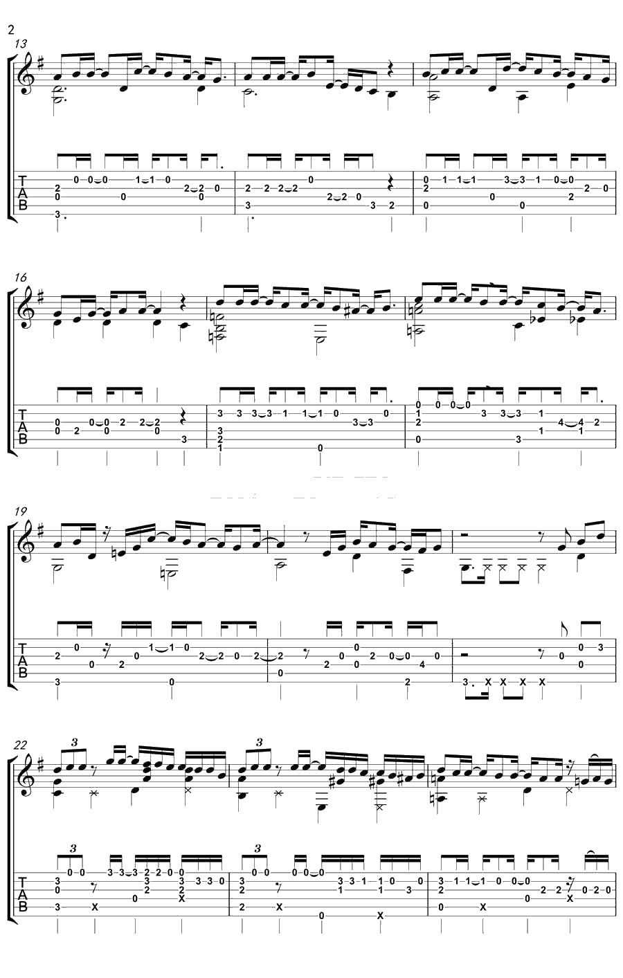 喜帖街指弹吉他谱-谢安琪-吉他独奏2