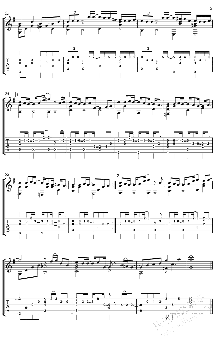 喜帖街指弹吉他谱-谢安琪-吉他独奏3