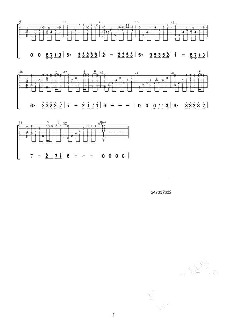 夜的钢琴曲五吉他谱-夜五吉他独奏指弹谱2