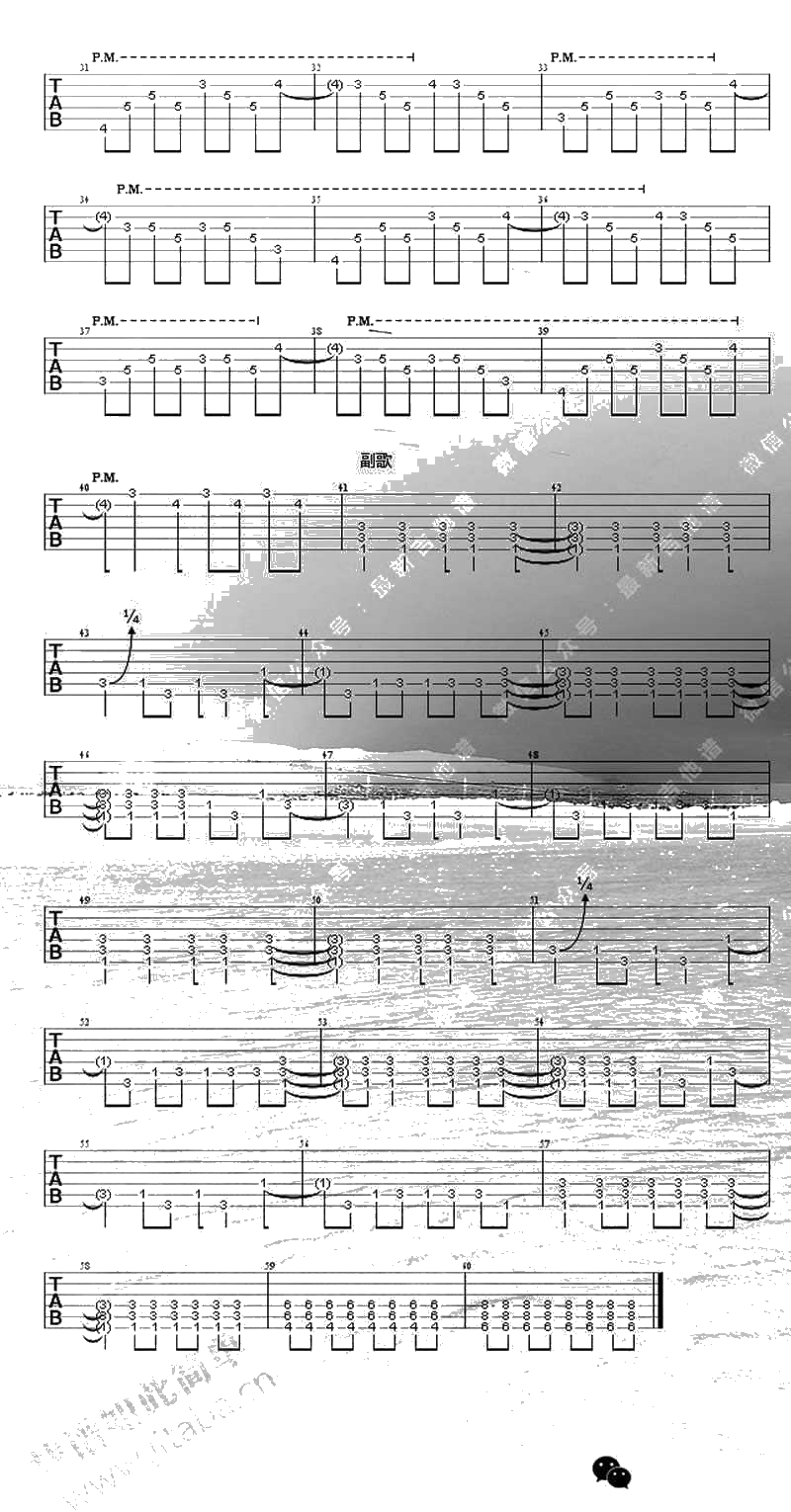 把夜晚染黑吉他谱-谢天笑-把夜晚染黑六线谱2