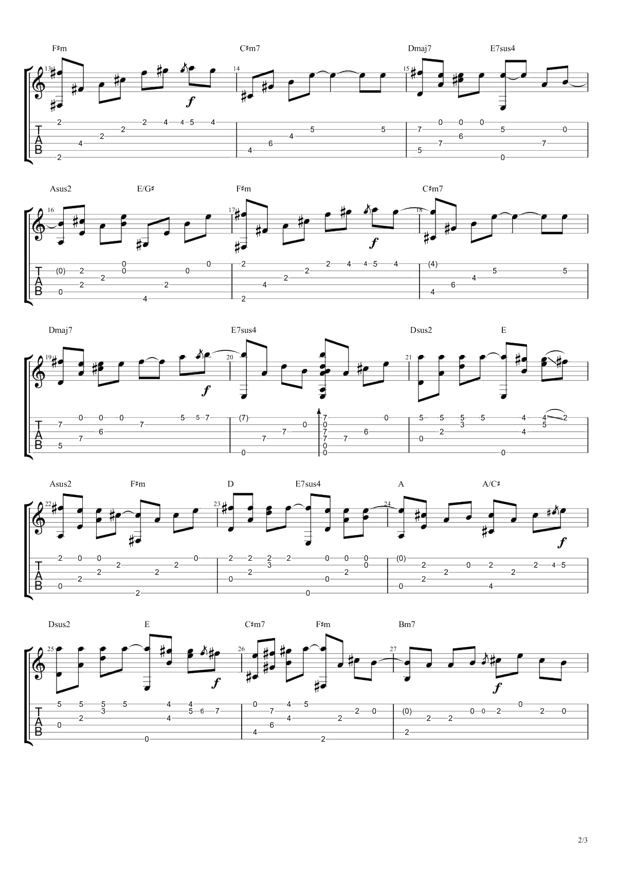 需要人陪指弹谱-王力宏-初级进阶版-吉他独奏谱2