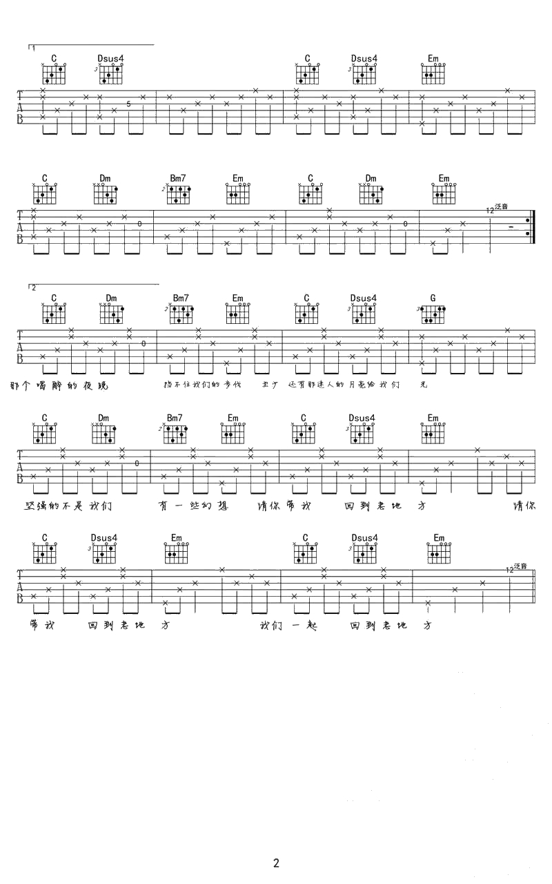 那个喝醉的夜晚挡不住我们的步伐吉他谱-纣王()2