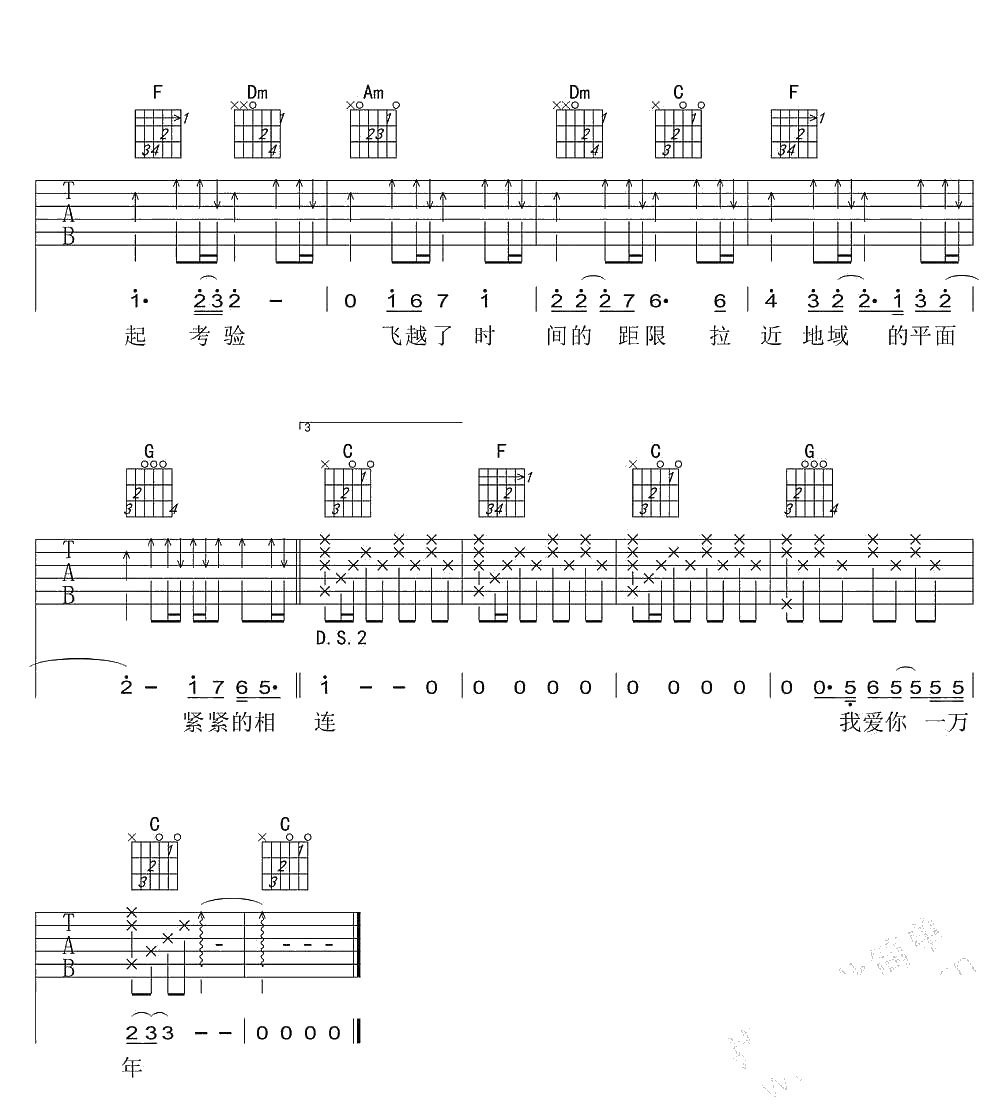 爱你一万年吉他谱-刘德华-C调弹唱谱()3