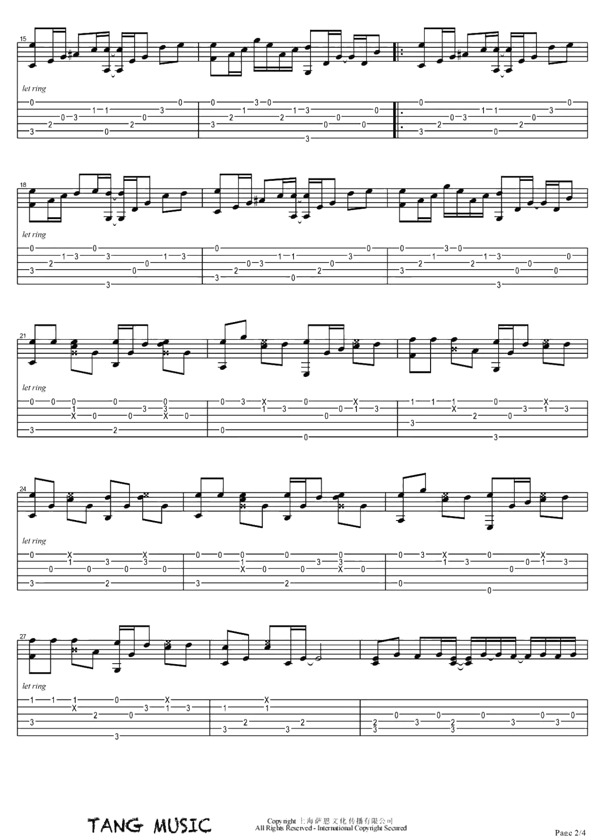 Jingle Bells指弹谱-圣诞歌曲-吉他独奏2