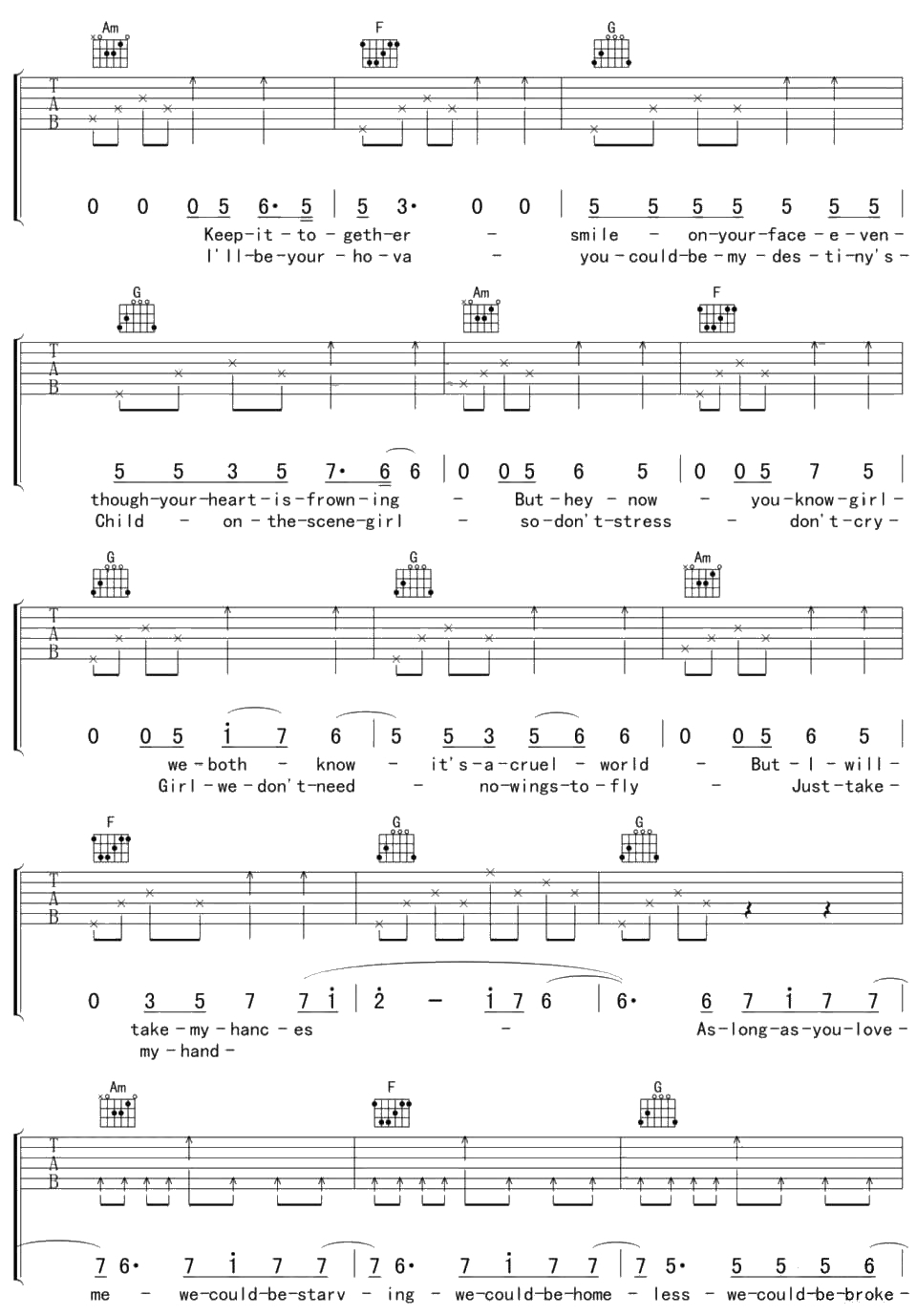 As long as you love me吉他谱-Justin Bieber-六线谱2