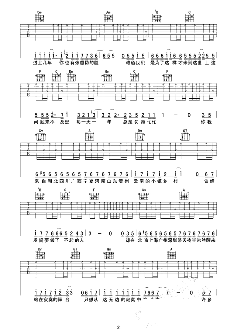 你曾是少年吉他谱-F调六线谱-SHE图片六线谱2