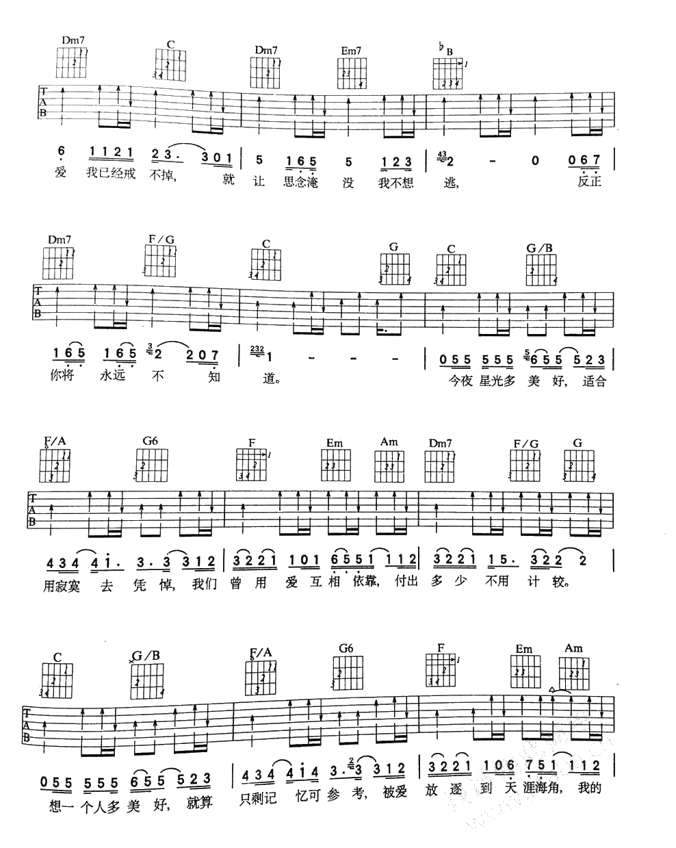 不想让你知道吉他谱-周惠-完整版2