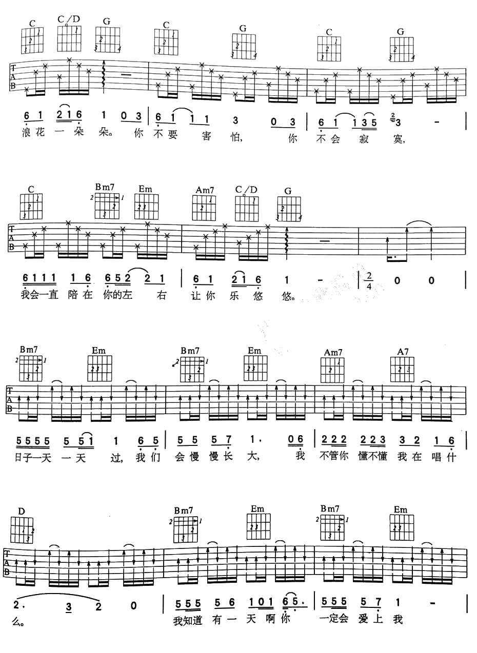 浪花一朵朵吉他谱-任贤齐阿牛光良-2