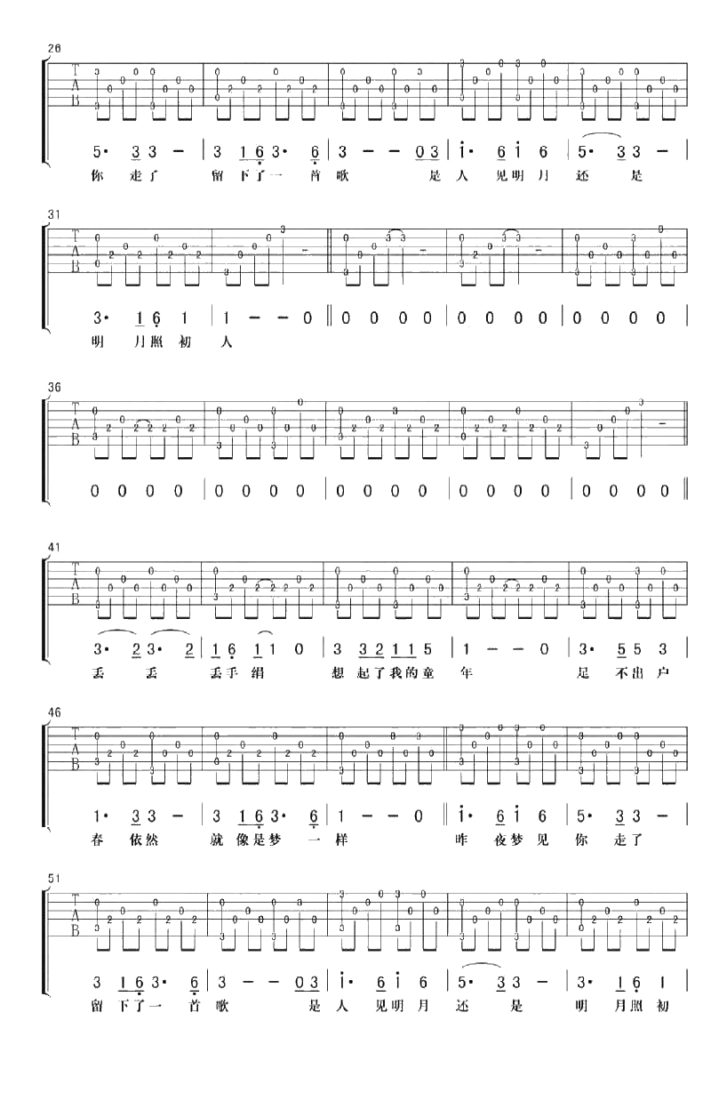 小草草吉他谱-G调六线谱-低苦艾乐队-吉他弹唱谱2