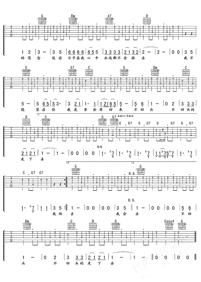 再见吉他谱--张震岳2