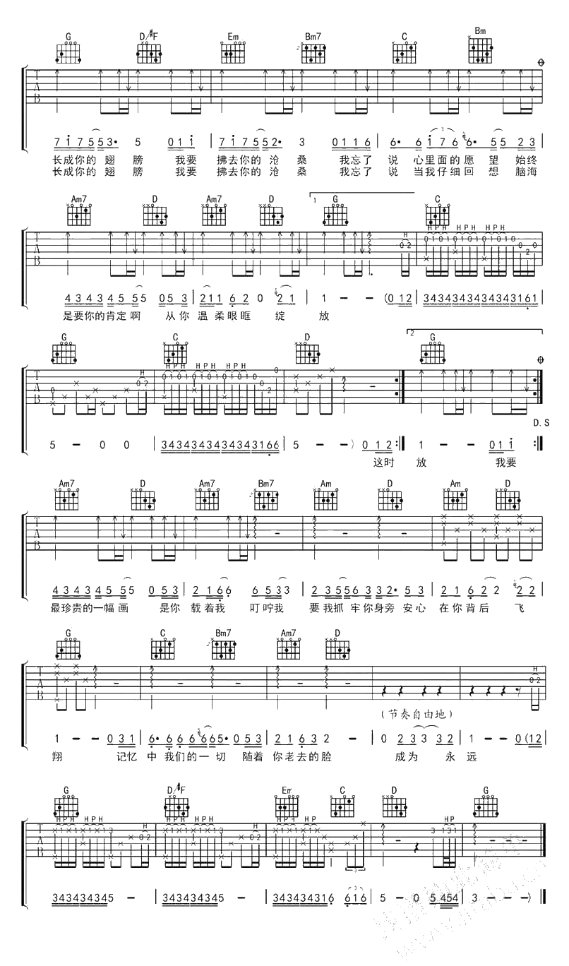 小时候吉他谱-G调吉他谱-苏打绿-给父亲的歌2