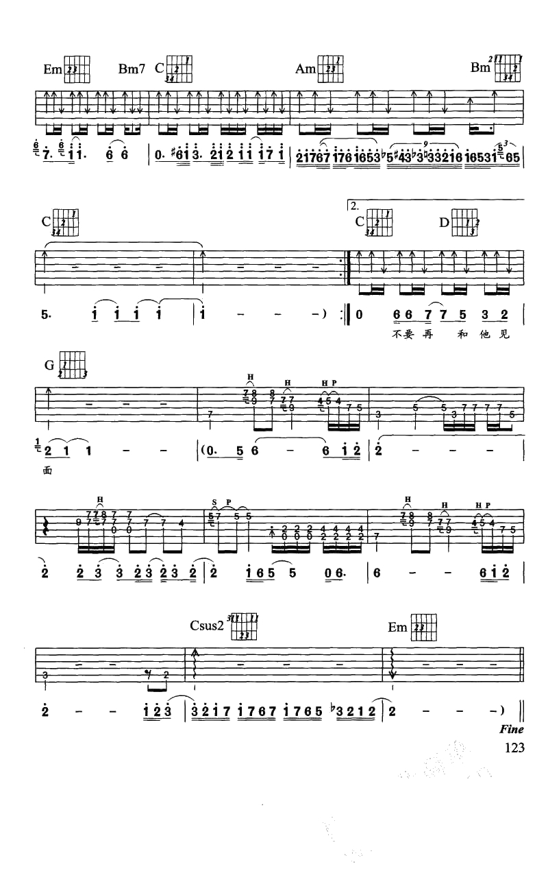 孤星泪吉他谱 刘德华 六线谱图片完整版5