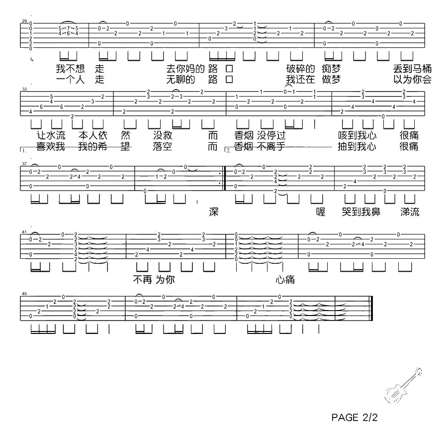 路口吉他谱 张震岳 吉他弹唱六线谱2