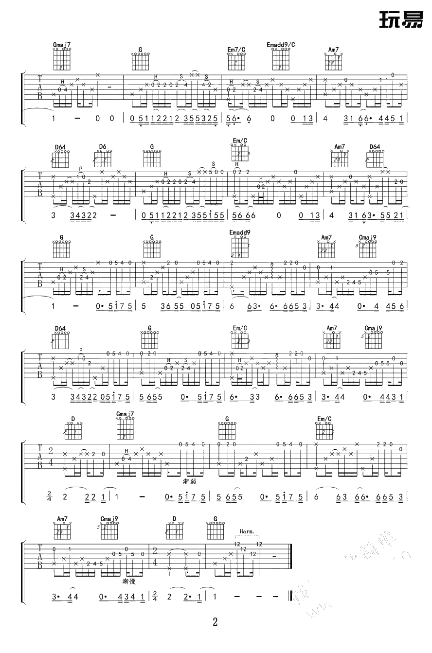 征服吉他谱 指弹版 那英 吉他独奏曲谱2