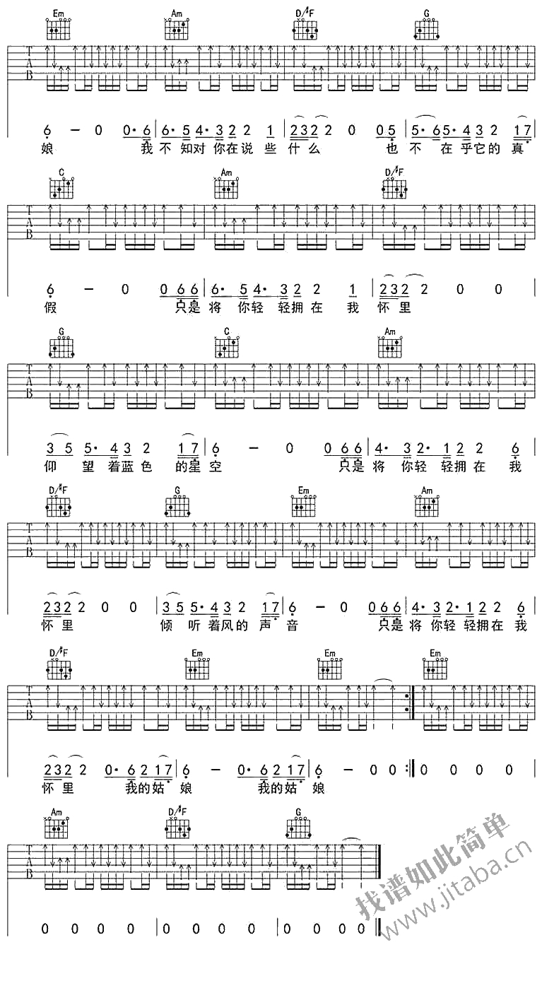 星空吉他谱简单版 许巍 吉他新手入门弹唱谱2