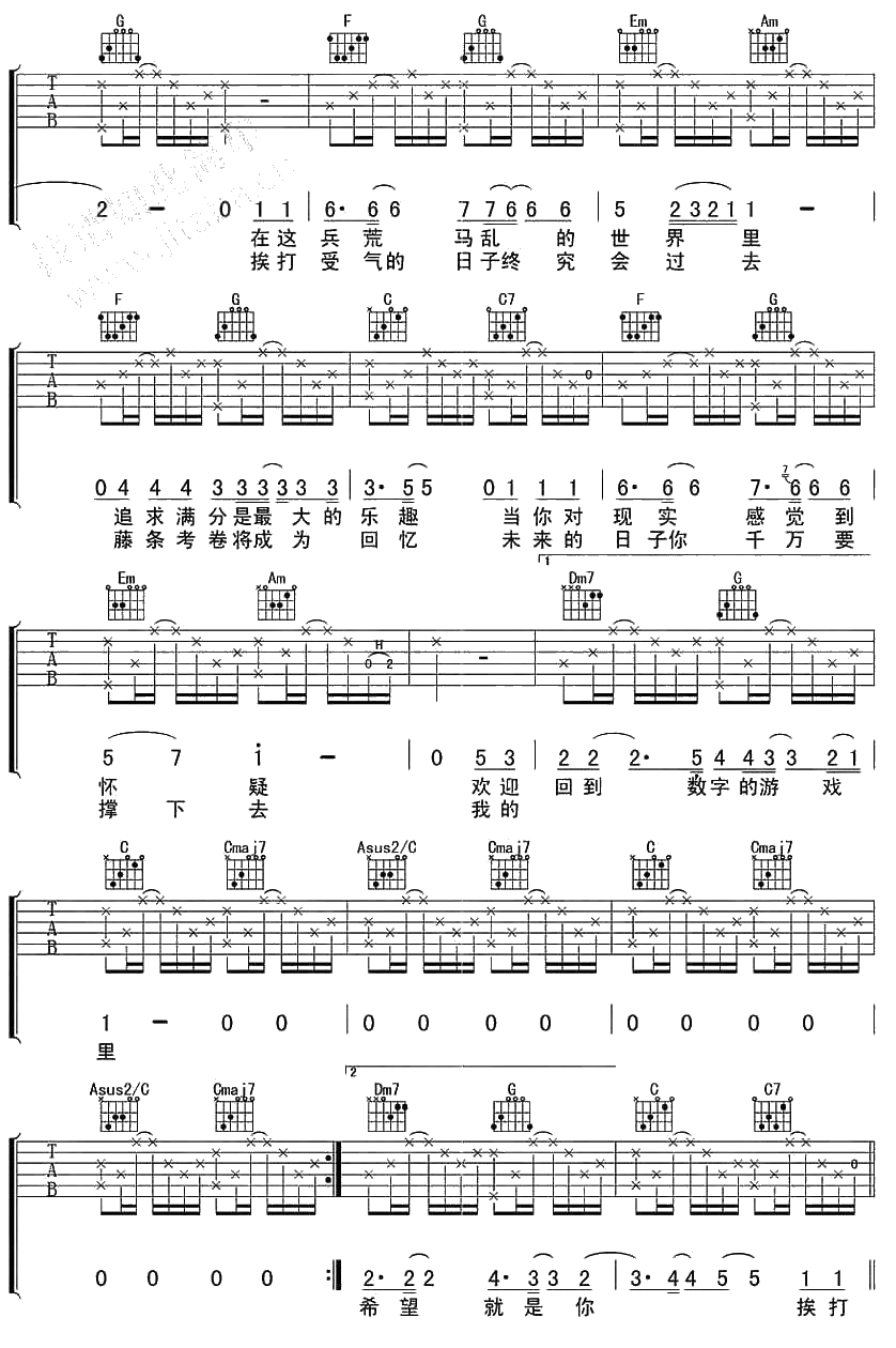 老师的话吉他谱 陈绮贞  弹唱2