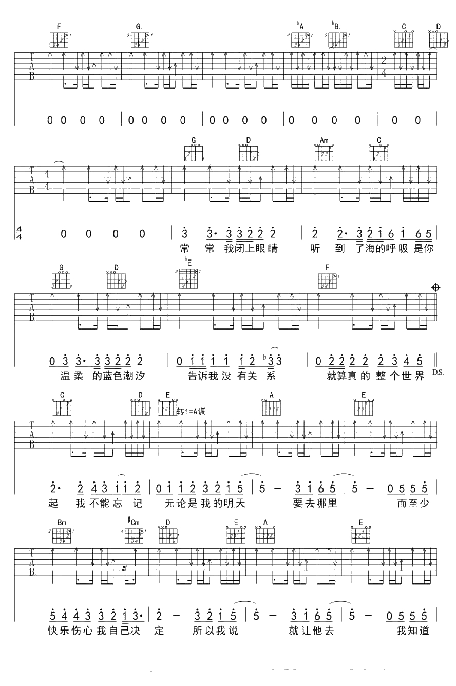 人生海海吉他谱 五月天 图片六线谱3