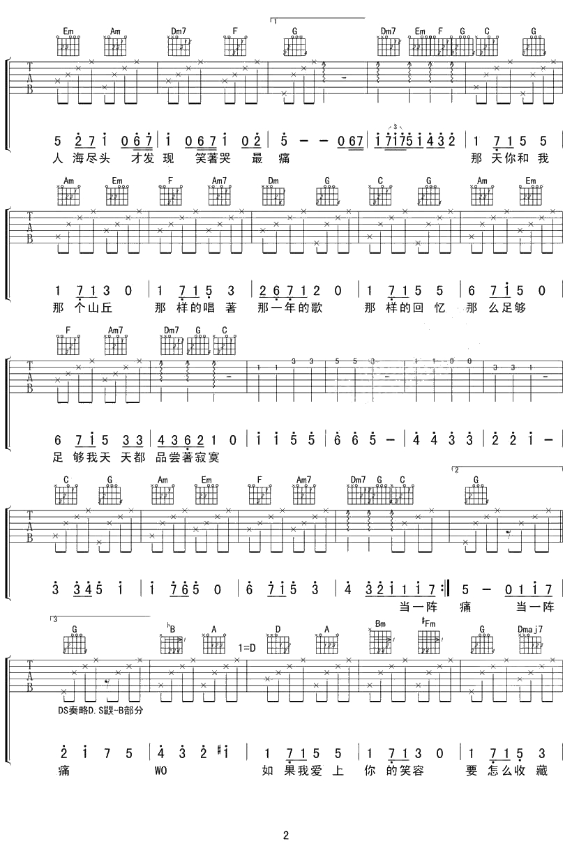 知足吉他谱 C调 五月天 知足弹唱谱()2