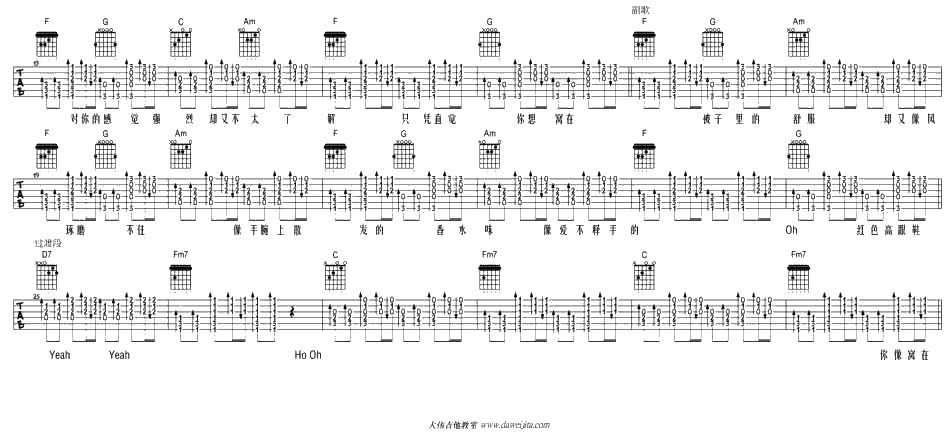 红色高跟鞋吉他谱 蔡健雅 大伟版编配2