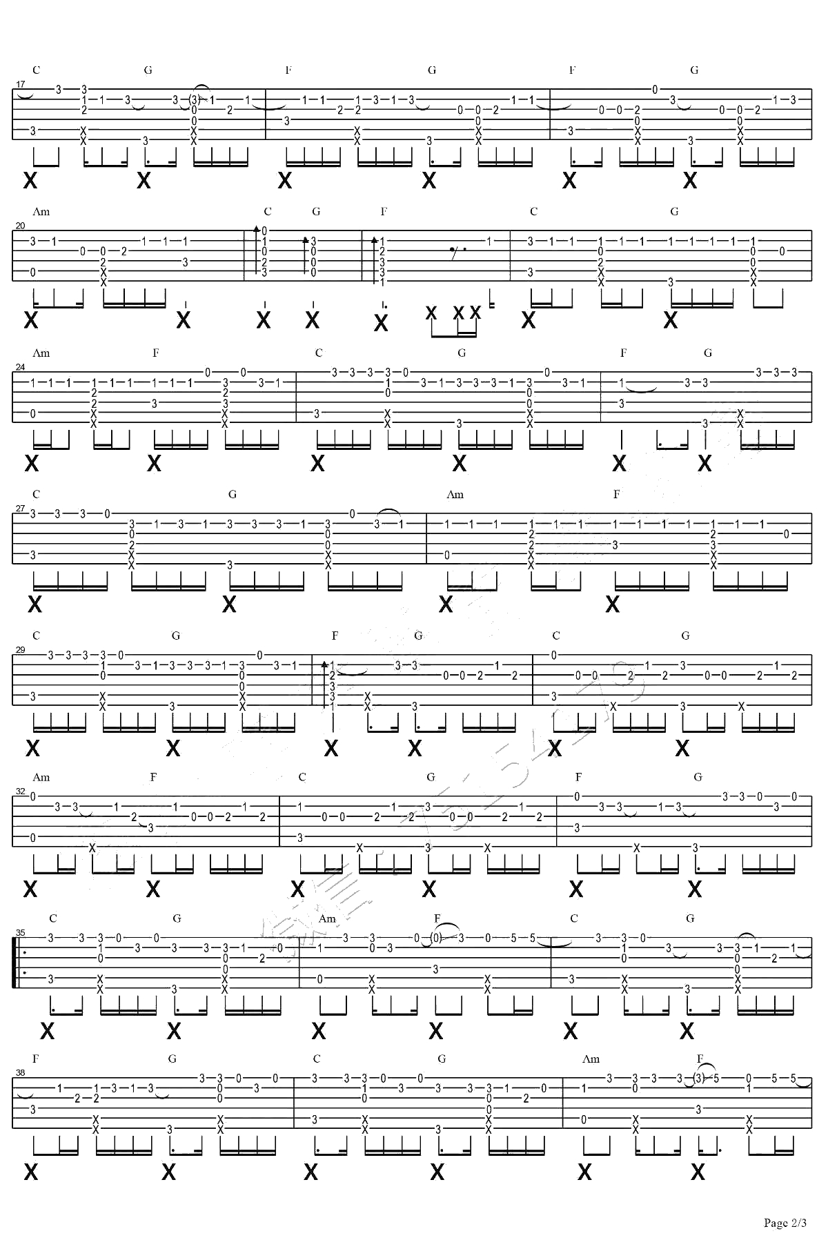 去年夏天指弹谱 王大毛 吉他独奏谱 2