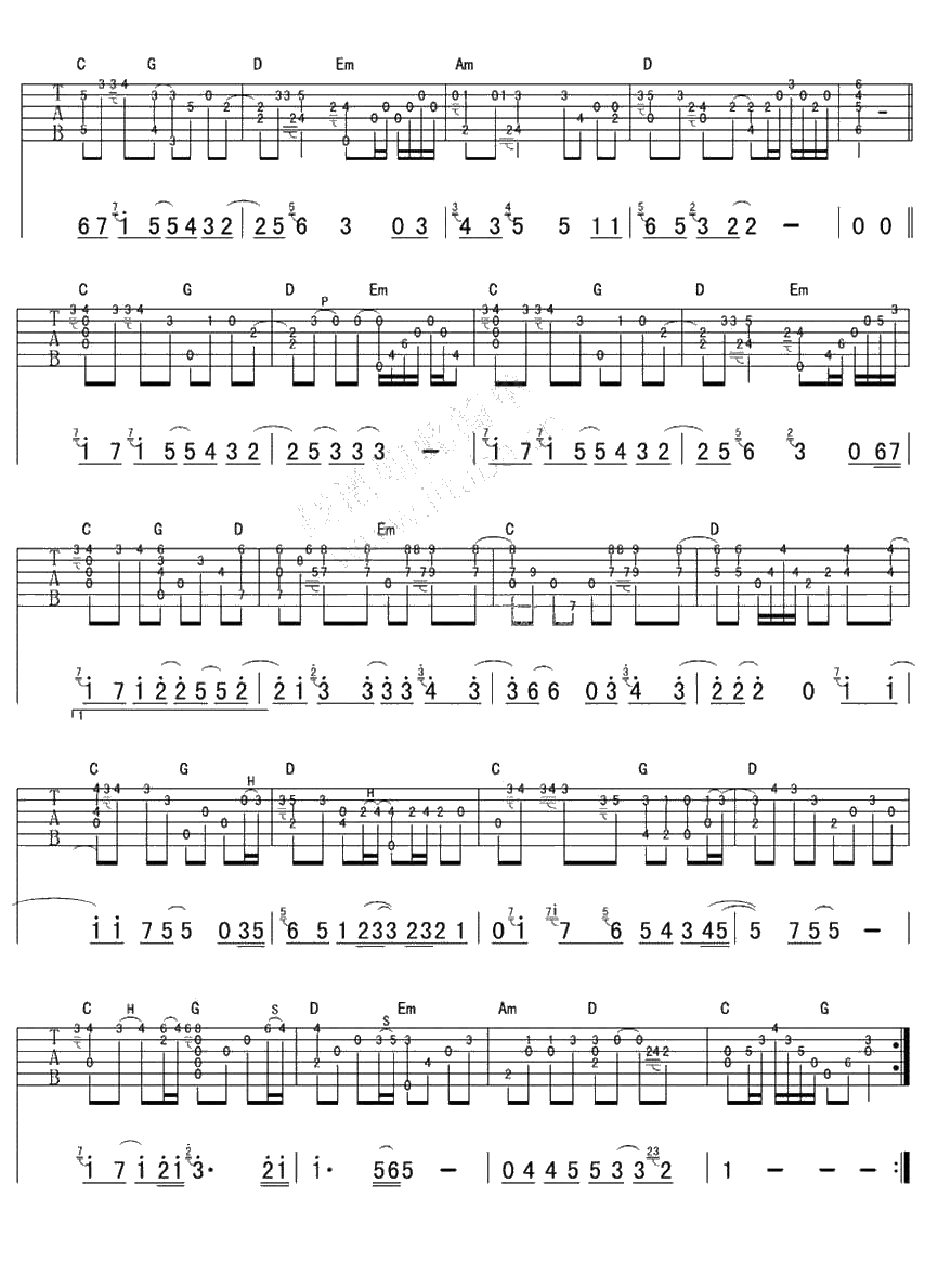 人质指弹吉他谱 杨宗纬 人质吉他独奏曲谱2