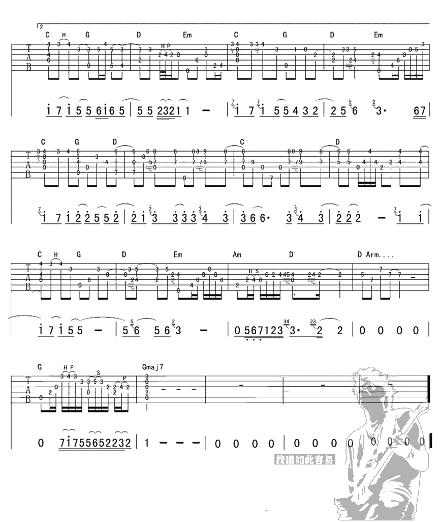 人质指弹吉他谱 杨宗纬 人质吉他独奏曲谱3