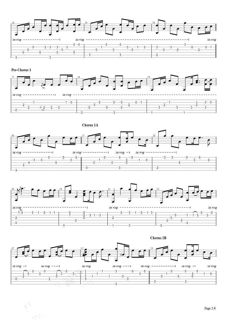 可惜没如果指弹吉他谱 林俊杰 吉他独奏谱2