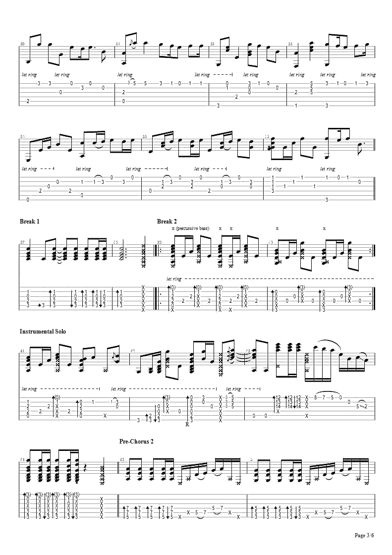 可惜没如果指弹吉他谱 林俊杰 吉他独奏谱3