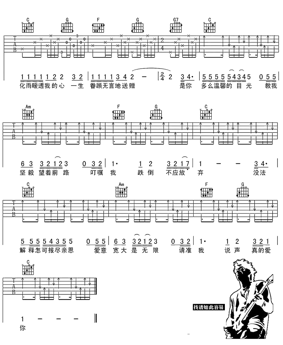 真的爱你吉他谱 Beyond C调弹唱谱2