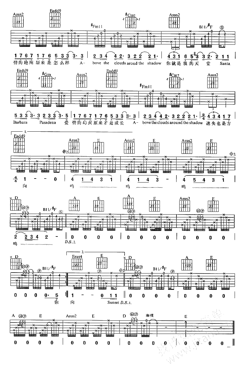 恋曲LA吉他谱 袁惟仁(马天宇)恋曲LA吉他谱2