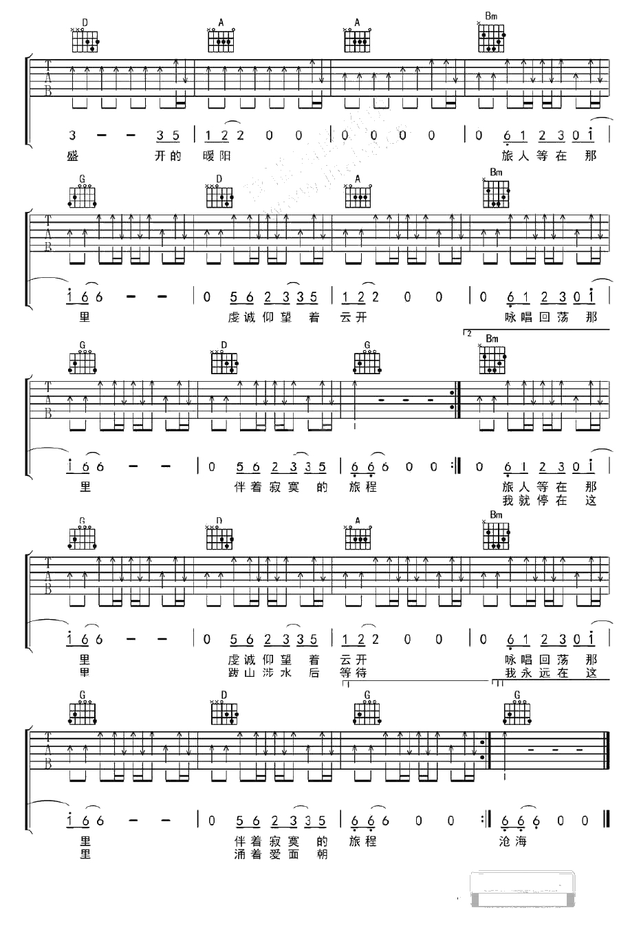 第三极吉他谱 许巍 第三极六线谱()2