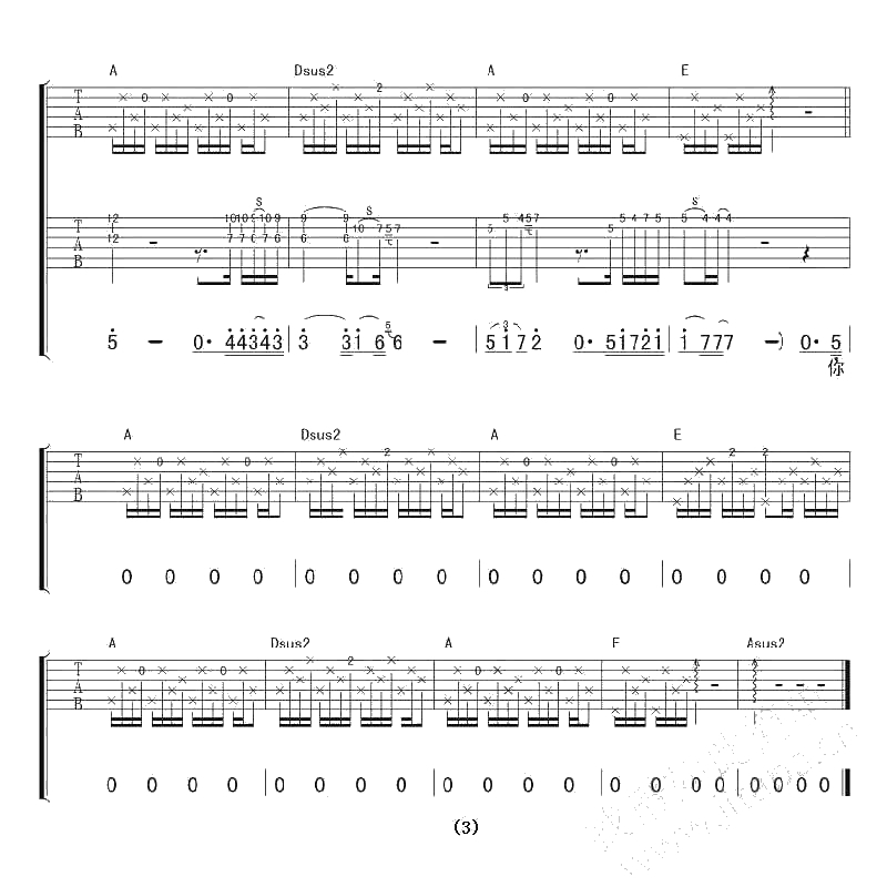 花祭吉他谱 小娟/山谷里的居民 吉他弹唱谱3