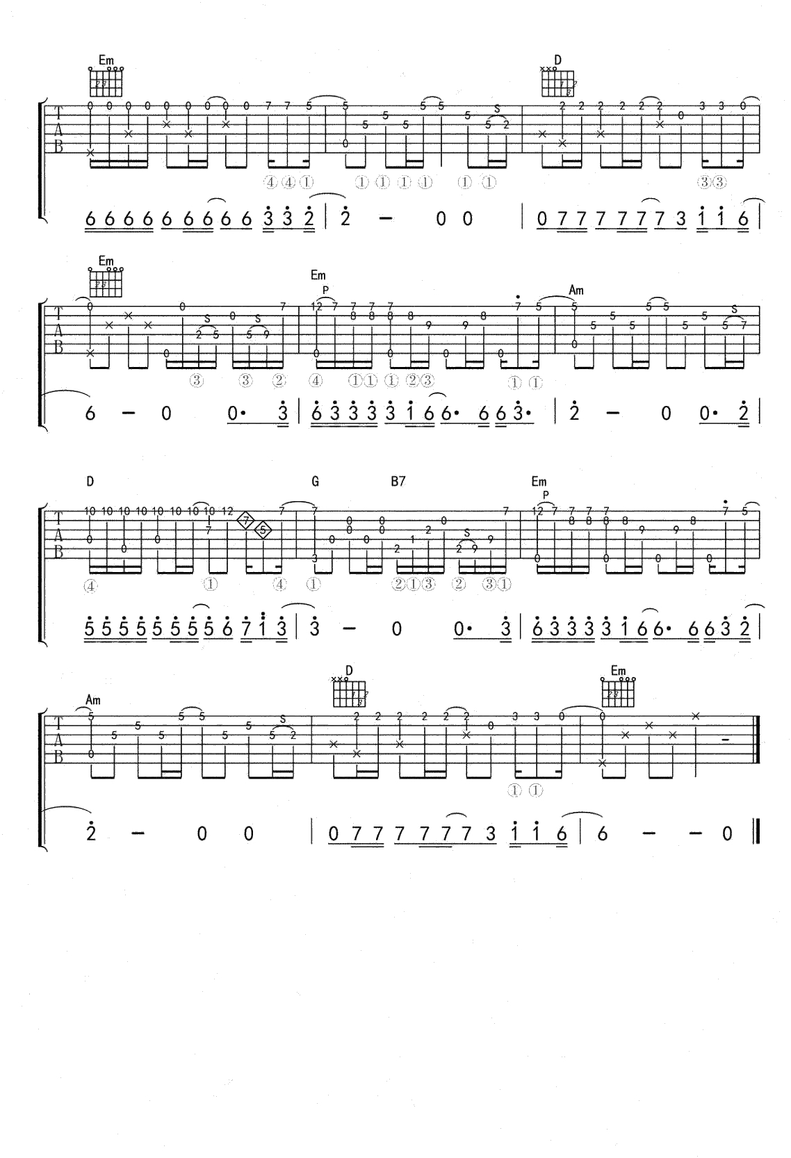 有没有人告诉你指弹谱 陈楚生 G调独奏谱2