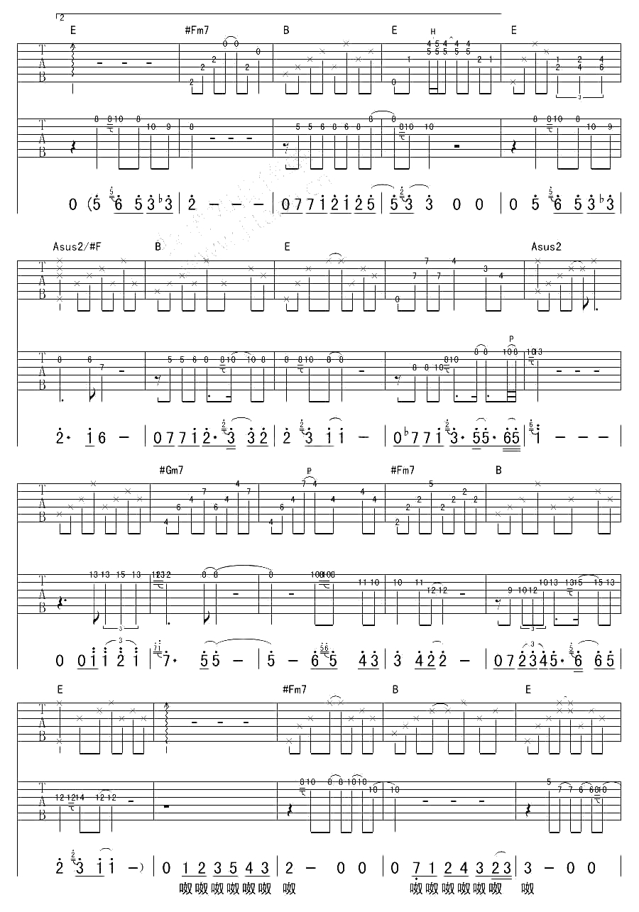 在每个想你的夜里吉他谱 李健 六线谱3