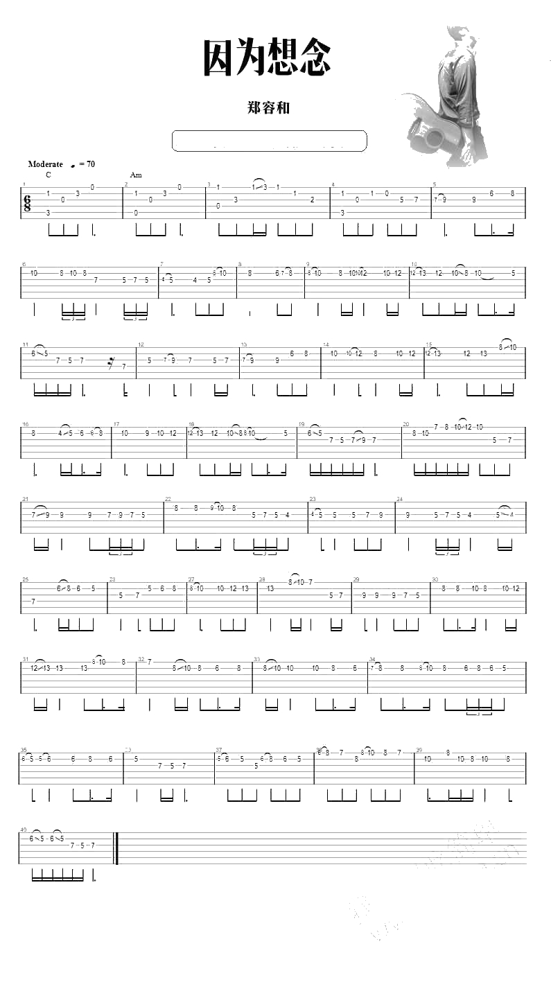 因为想念指弹吉他谱 郑容和 韩剧《你为我着迷》1