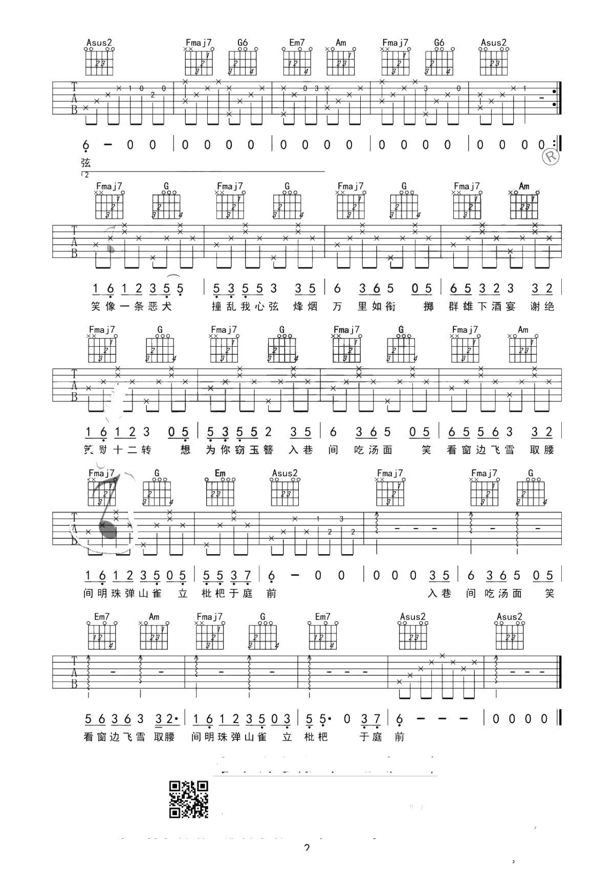 盗将行吉他谱 C调进阶版 酷音小伟出品2