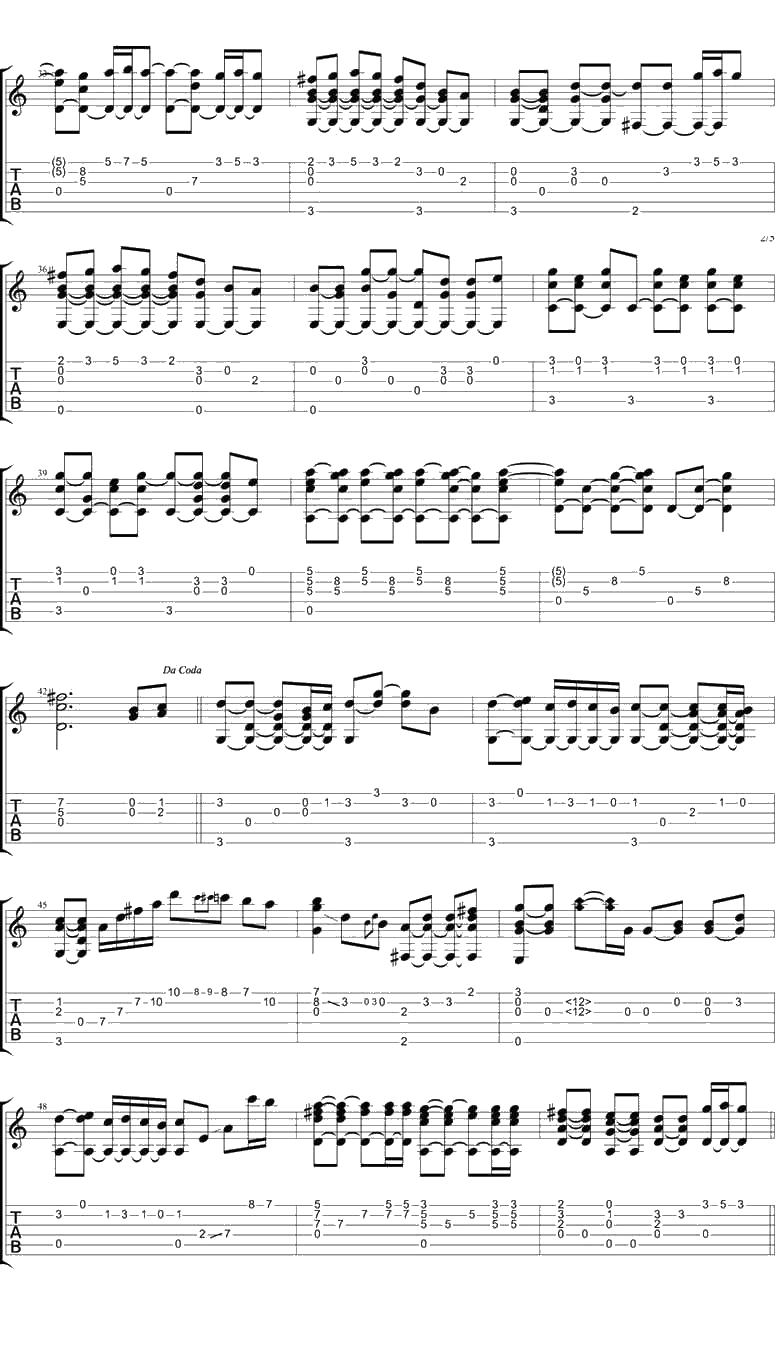 天黑黑吉他谱 孙燕姿 指弹吉他谱新编配2