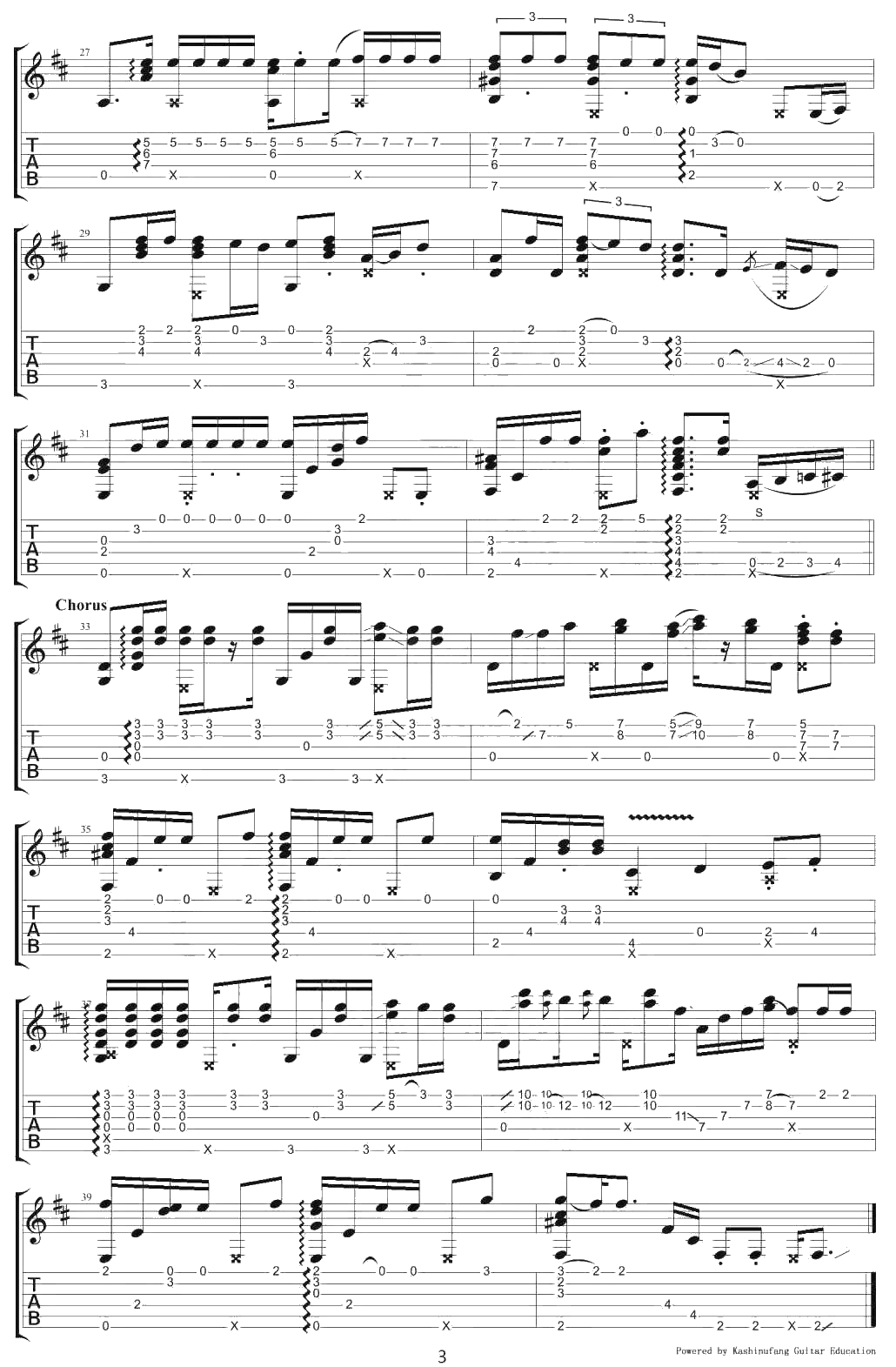 Hotel California指弹谱 Eagles《加州旅馆》吉他独奏谱3